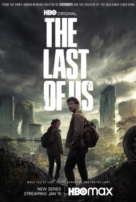 Atmospheric poster for an HBO original series with two characters in a post-apocalyptic cityscape, indicative of the high-stakes drama series available on Oneclicktv's 4K IPTV service